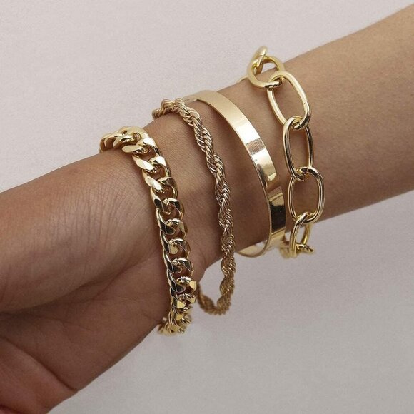 Women Metal Stackable Boho Indian Bangles Silver Bracelet Stack Non Tarnish - Picture 6 of 9